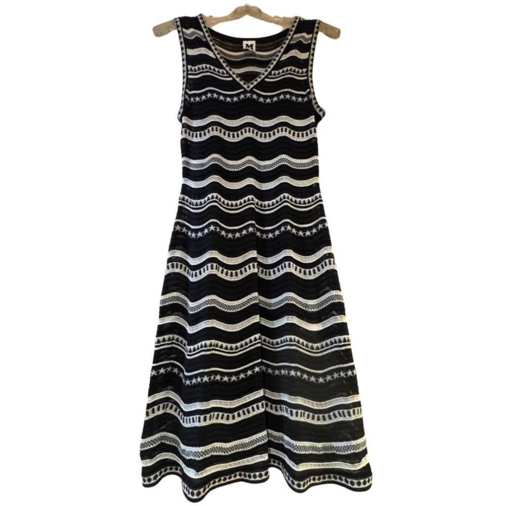 Missoni Black and White Wave/Zig Zag Knee Length Dress - Small - Great Condition